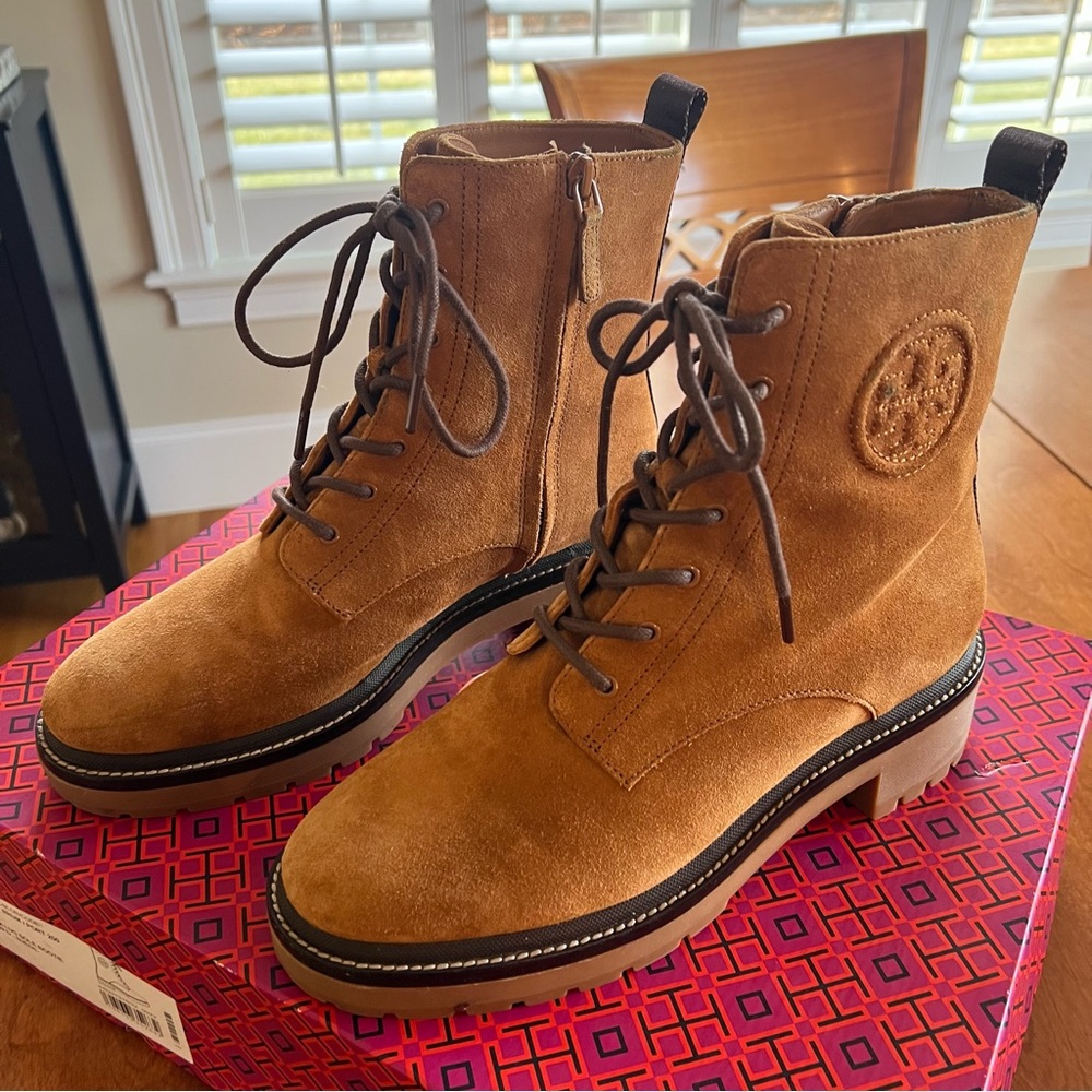 Tory Burch Women's Brown Lace-Up Suede Boots